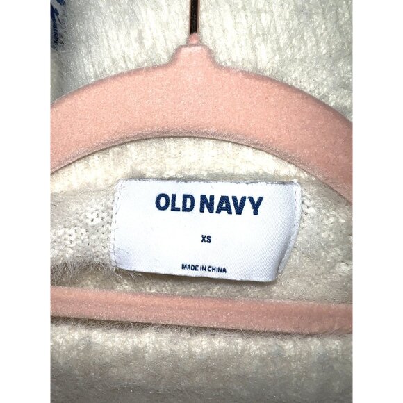 Old Navy Cream Textured Fuzzy Knit Crewneck Sweater XS Womens - Picture 3 of 3